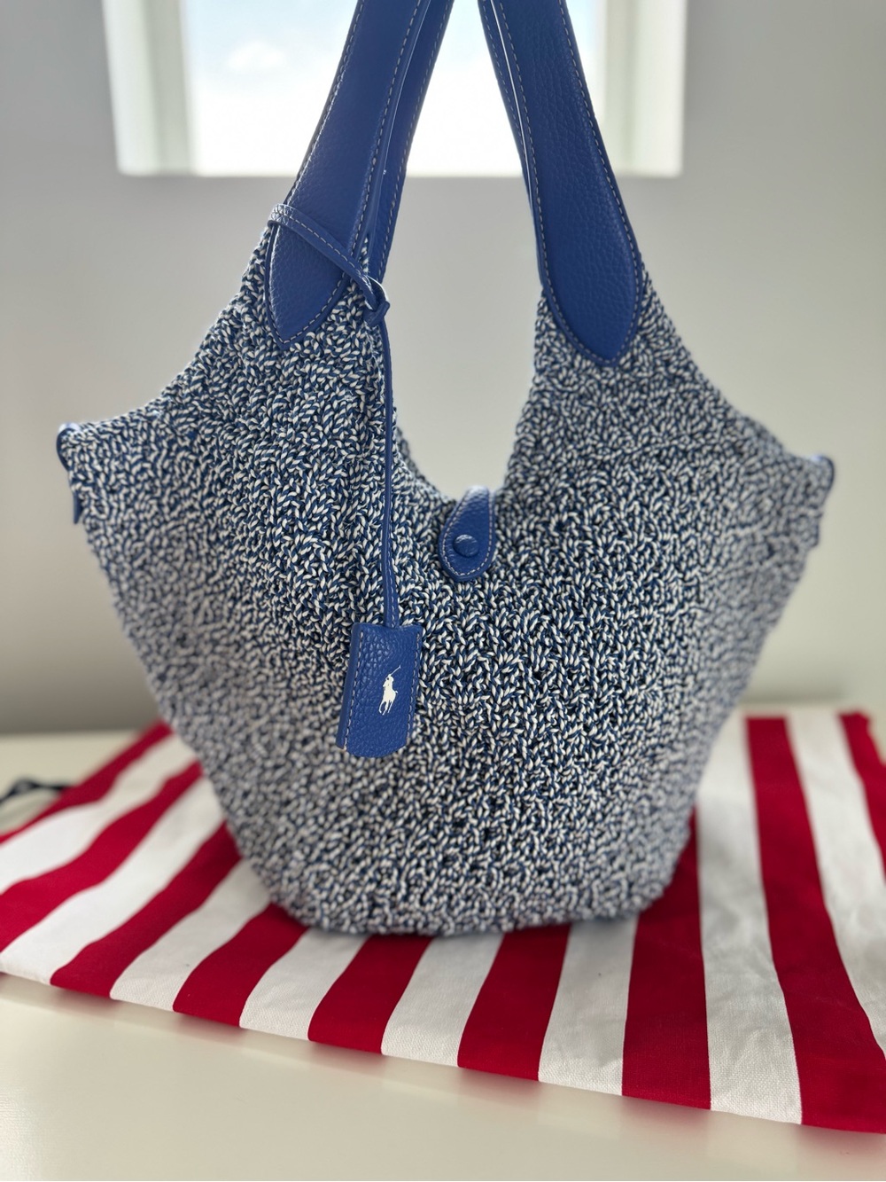 NWT Polo Ralph Lauren Polo Play- Blue Textured Tote Bag